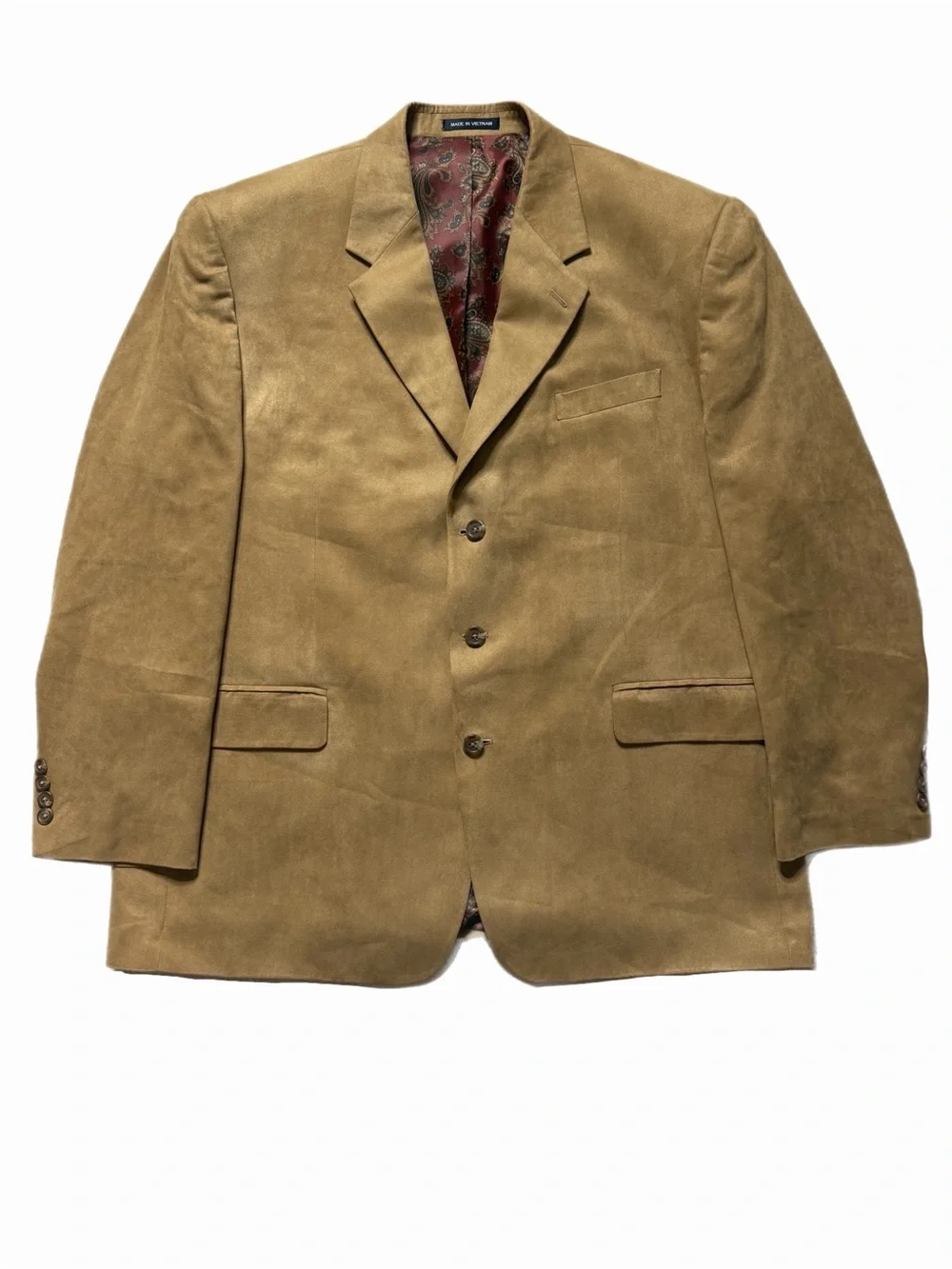 CHAPS Ralph Lauren Faux Suede Khaki Sports Coat 46R Blazer Jacket Fall Western